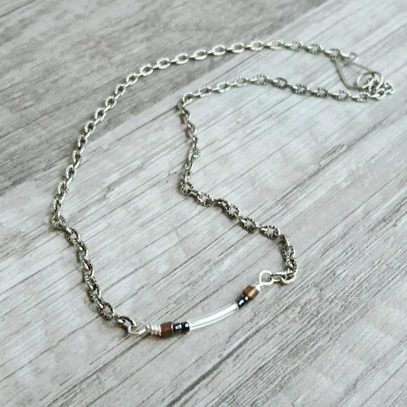 Minimalist Dainty Beaded Choker Necklace, 13" - Picture 2 of 4